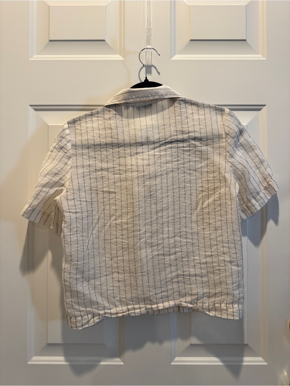 & Other Stories Cream and Gray Striped Short-Sleeve Button-Down - Picture 3 of 10